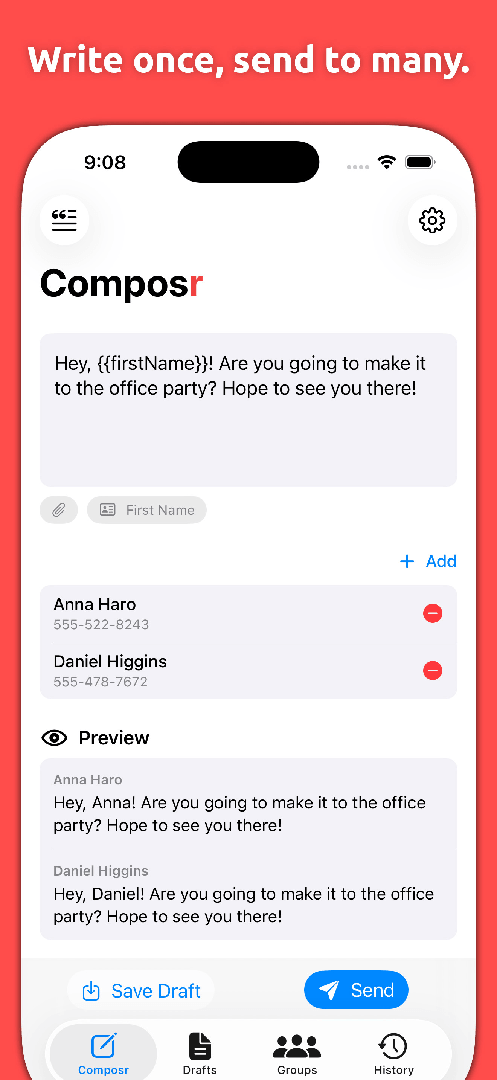 Composr: Bulk Text Sender screenshot 1