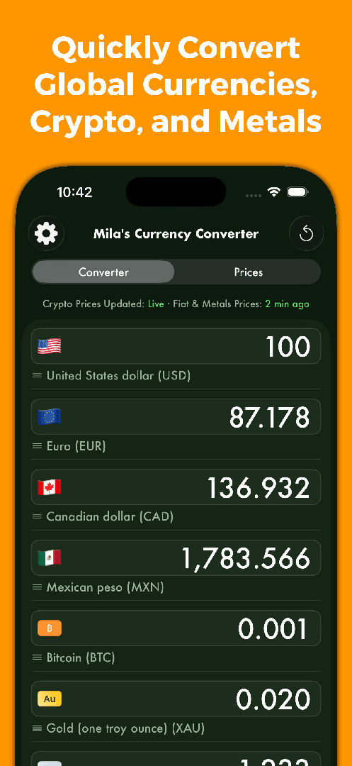 Mila's Currency Converter PRO screenshot 1