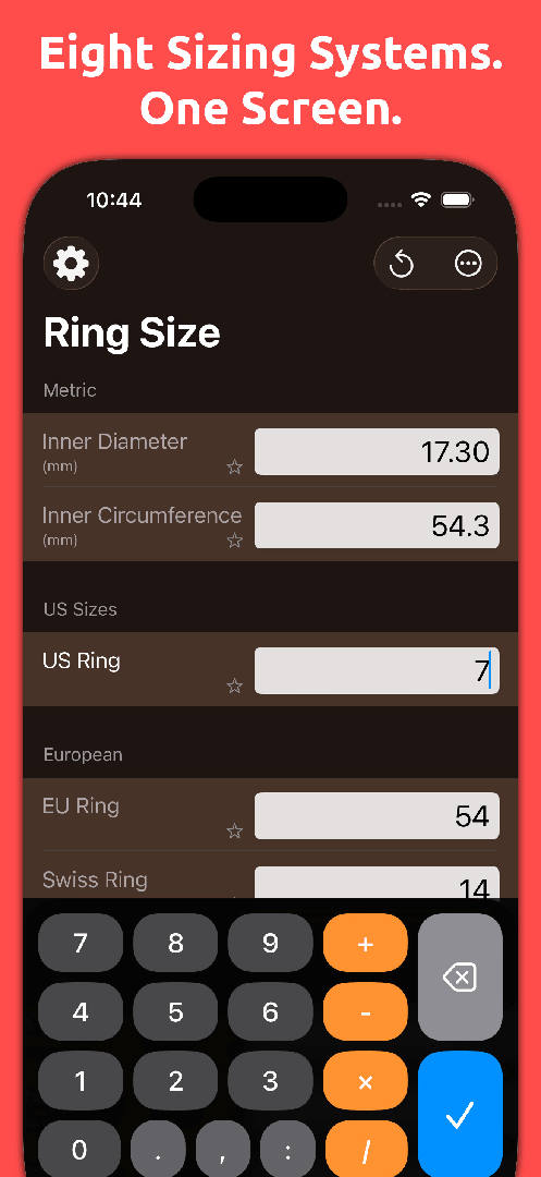 Mila's Ring Sizer & Converter screenshot 1