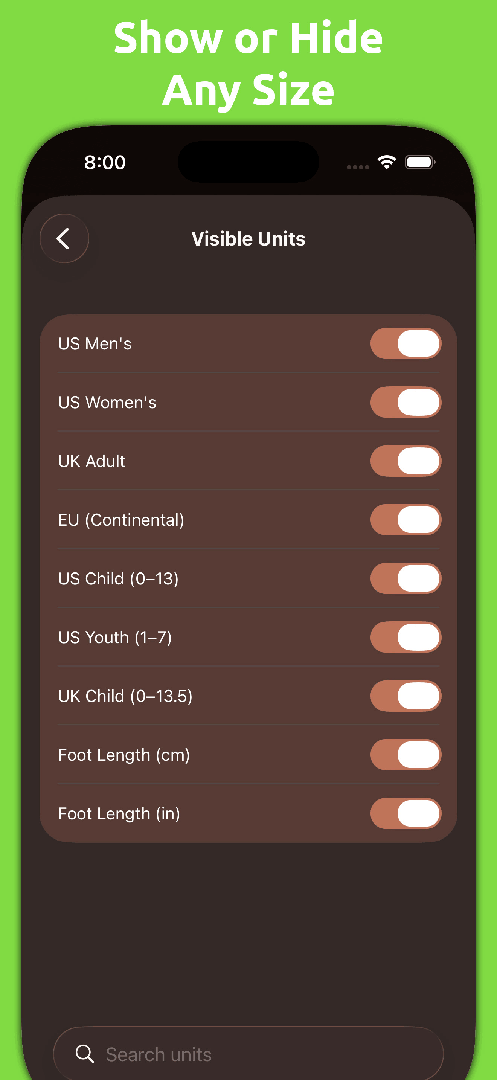 Mila's Shoe Size Converter screenshot 3