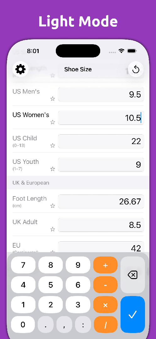 Mila's Shoe Size Converter screenshot 4