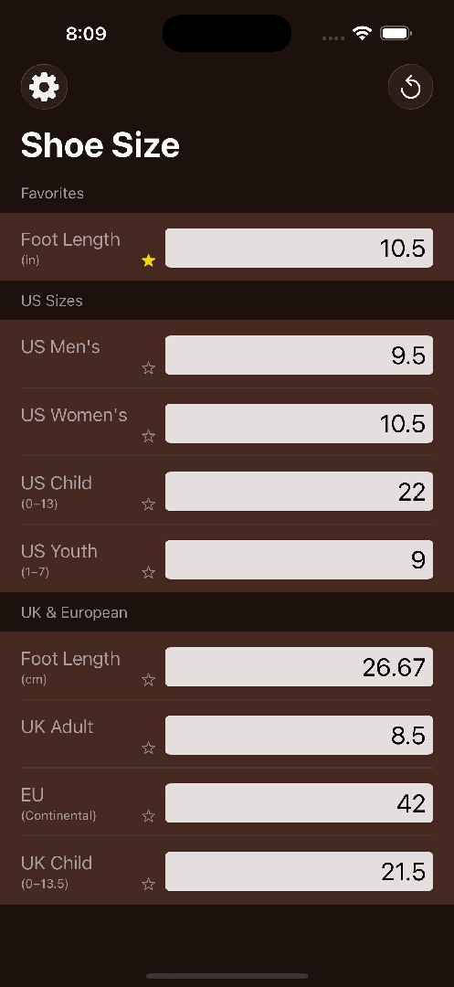 Mila's Shoe Size Converter screenshot 5