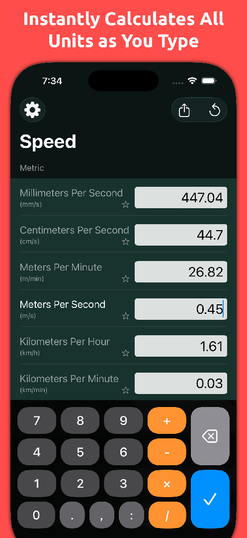 Mila's Speed Converter PRO screenshot 1