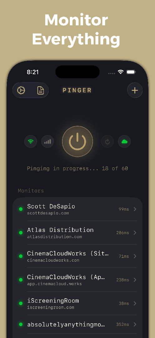 Scott's Pinger: Uptime Monitor screenshot 1